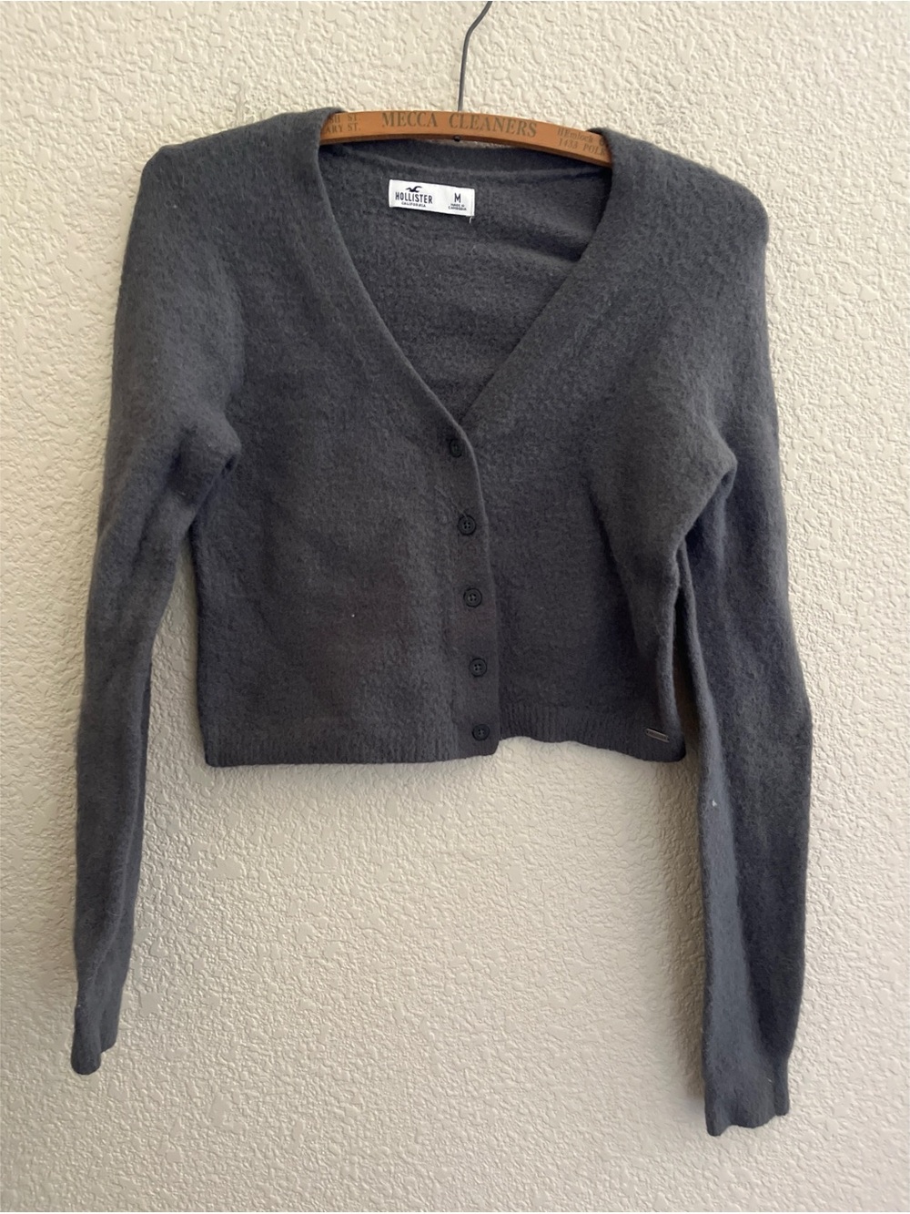 Hollister Cropped Gray Cardigan Women’s Size Medium